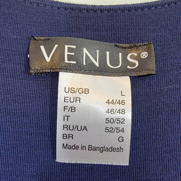 Venus Dress Sexy Navy Blue V Neck Sleeveless Stretch‎ Ruched Sides Size L - Picture 3 of 8